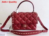 Valentino Rockstud Top Handle Bag in Red Soft Lambskin Leather Replica