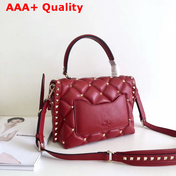 Valentino Rockstud Top Handle Bag in Red Soft Lambskin Leather Replica