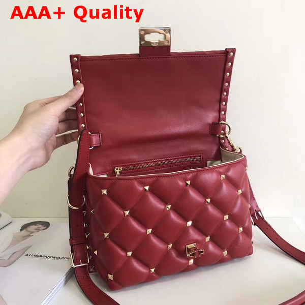 Valentino Rockstud Top Handle Bag in Red Soft Lambskin Leather Replica