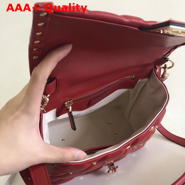 Valentino Rockstud Top Handle Bag in Red Soft Lambskin Leather Replica