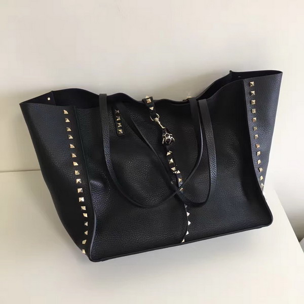 Valentino Rockstud Tote in Black Soft Calfskin For Sale