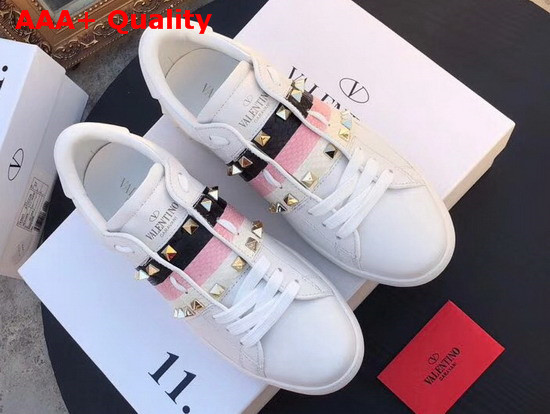 Valentino Rockstud Untitled Sneaker in White with Snakeskin Replica