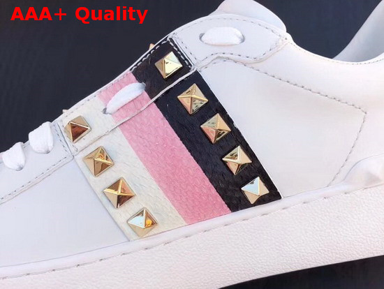 Valentino Rockstud Untitled Sneaker in White with Snakeskin Replica