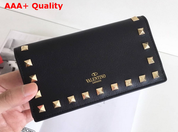 Valentino Rockstud Wallet in Black Calfskin Replica