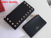 Valentino Rockstud Wallet in Black Calfskin Replica