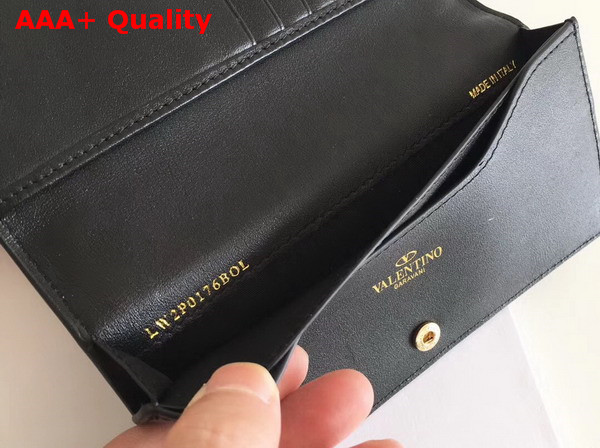 Valentino Rockstud Wallet in Black Calfskin Replica