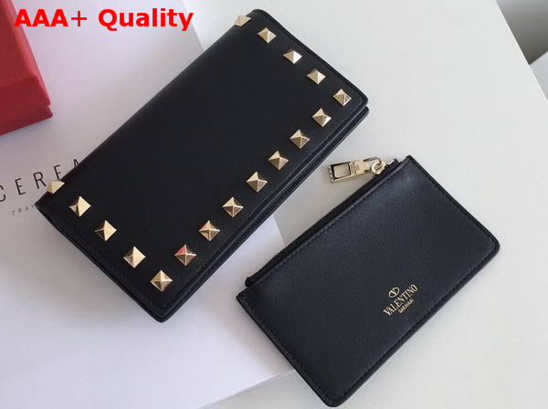 Valentino Rockstud Wallet in Black Calfskin Replica