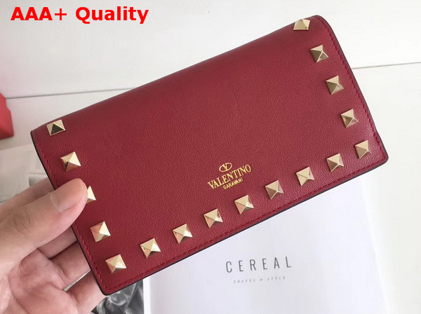 Valentino Rockstud Wallet in Red Calfskin Replica