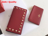 Valentino Rockstud Wallet in Red Calfskin Replica