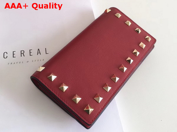 Valentino Rockstud Wallet in Red Calfskin Replica