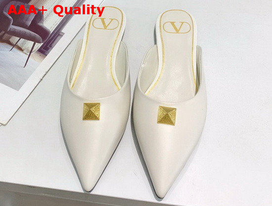 Valentino Roman Stud Flat Mule Ivory Calfskin Replica