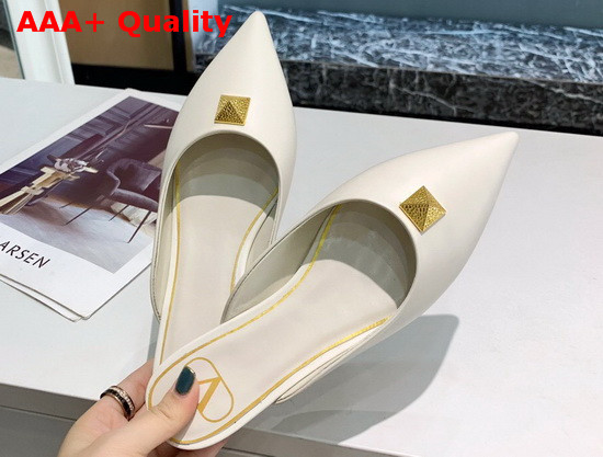 Valentino Roman Stud Flat Mule Ivory Calfskin Replica