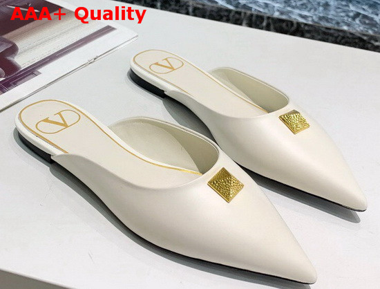 Valentino Roman Stud Flat Mule Ivory Calfskin Replica