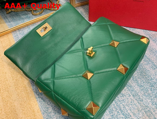 Valentino Roman Stud Nappa Chain Bag in Green Replica