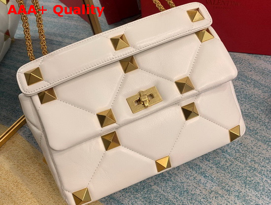 Valentino Roman Stud Nappa Chain Bag in Ivory Replica