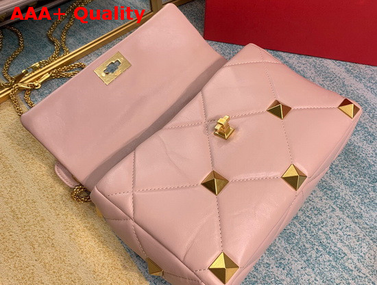 Valentino Roman Stud Nappa Chain Bag in Light Pink Replica