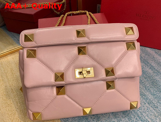 Valentino Roman Stud Nappa Chain Bag in Light Pink Replica