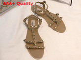 Valentino Rubber Rockstud Flat Sandal Poudre Replica