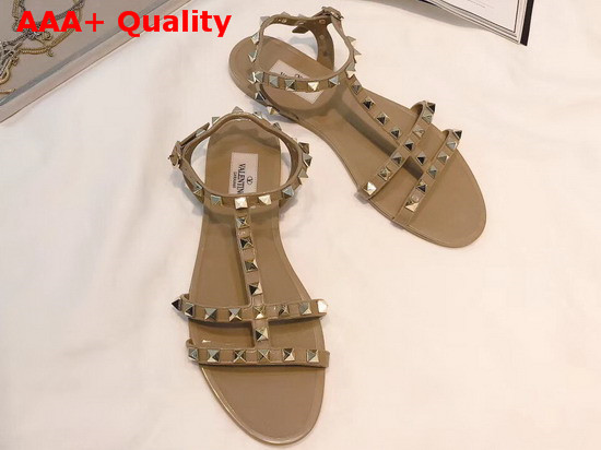 Valentino Rubber Rockstud Flat Sandal Poudre Replica