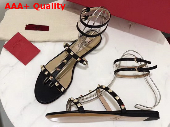 Valentino See Through Flat Sandal in Black Replica