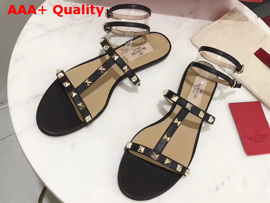 Valentino See Through Flat Sandal in Black Replica