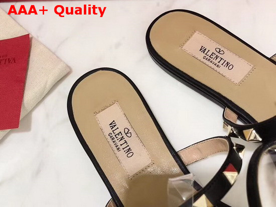 Valentino See Through Flat Sandal in Black Replica