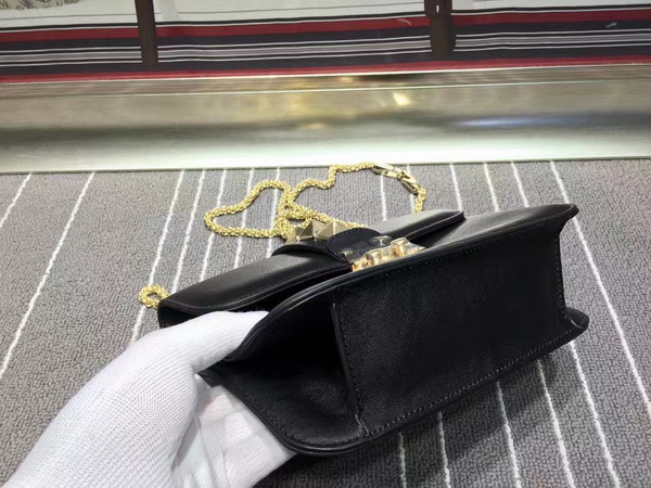 Valentino Small Chain Cross Body Bag in Black Calfskin with Gold Metal for Sale