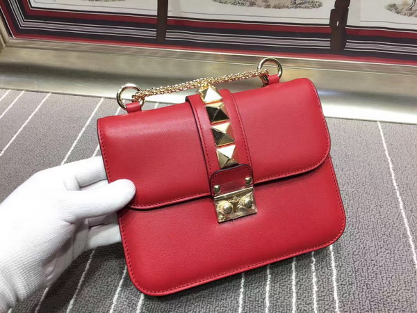 Valentino Small Chain Cross Body Bag in Red Calfskin with Gold Buckle for Sale