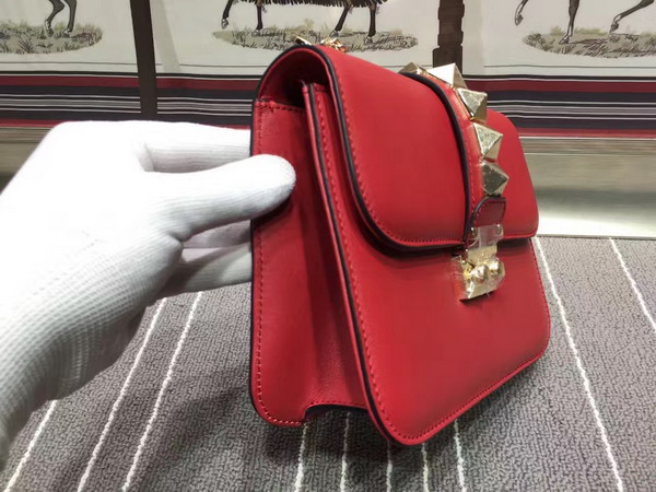 Valentino Small Chain Cross Body Bag in Red Calfskin with Gold Buckle for Sale