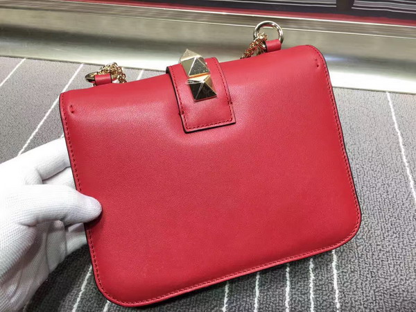 Valentino Small Chain Cross Body Bag in Red Calfskin with Gold Buckle for Sale