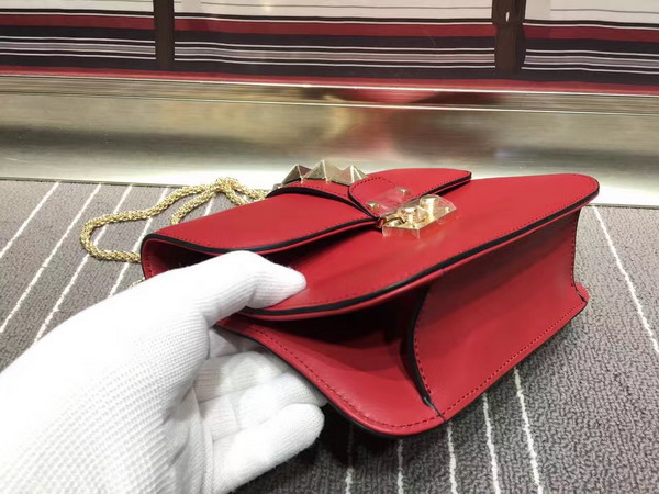 Valentino Small Chain Cross Body Bag in Red Calfskin with Gold Buckle for Sale