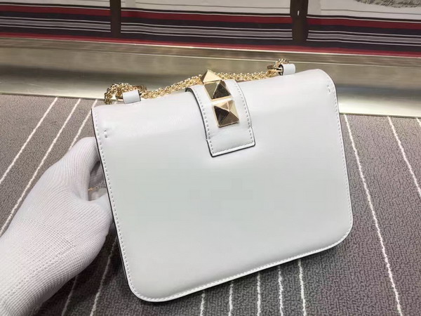 Valentino Small Chain Cross Body Bag in White Calfskin with Gold Metal for Sale