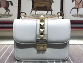 Valentino Small Chain Cross Body Bag in White Calfskin with Gold Metal for Sale