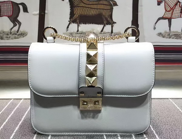 Valentino Small Chain Cross Body Bag in White Calfskin with Gold Metal for Sale