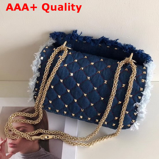 Valentino Small Denim Rockstud Spike Bag Replica