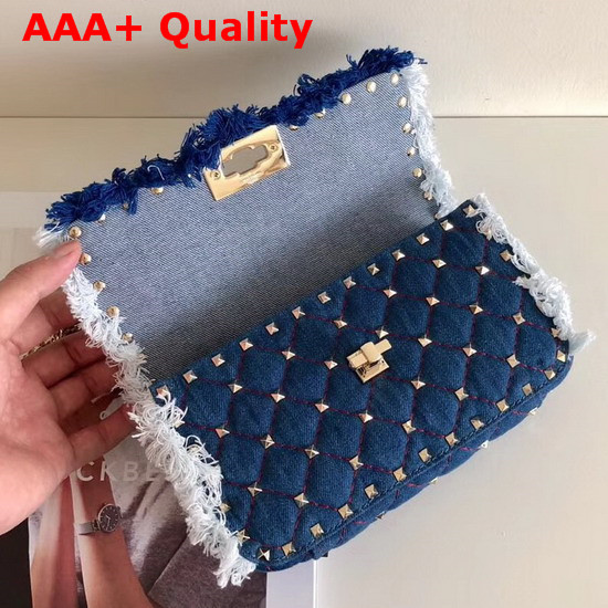 Valentino Small Denim Rockstud Spike Bag Replica