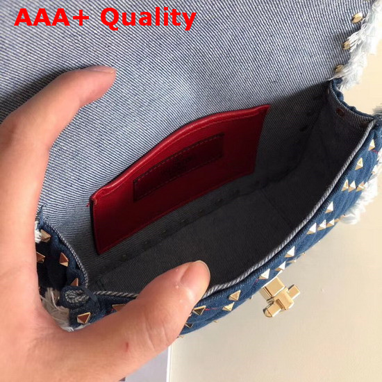 Valentino Small Denim Rockstud Spike Bag Replica