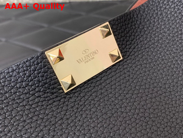 Valentino Small Rockstud Grainy Calfskin Bag with Contrasting Lining Black Replica