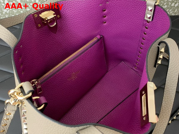 Valentino Small Rockstud Grainy Calfskin Bag with Contrasting Lining Dove Gray Replica