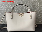 Valentino Small Rockstud Grainy Calfskin Bag with Contrasting Lining Light Ivory Replica