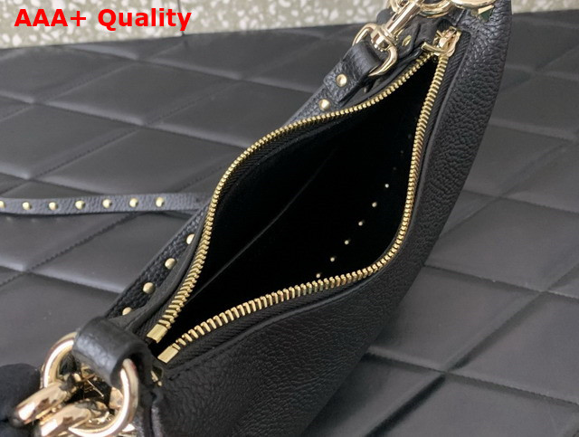 Valentino Small Rockstud Hobo Bag in Black Grainy Calfskin Replica