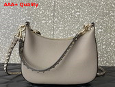 Valentino Small Rockstud Hobo Bag in Light Grey Grainy Calfskin Replica