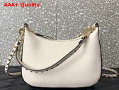 Valentino Small Rockstud Hobo Bag in White Grainy Calfskin Replica