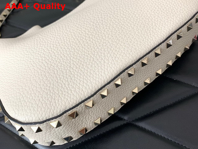 Valentino Small Rockstud Hobo Bag in White Grainy Calfskin Replica