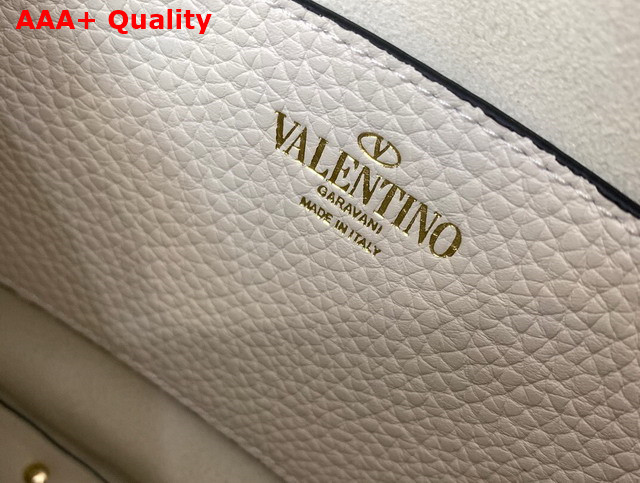 Valentino Small Rockstud Hobo Bag in White Grainy Calfskin Replica