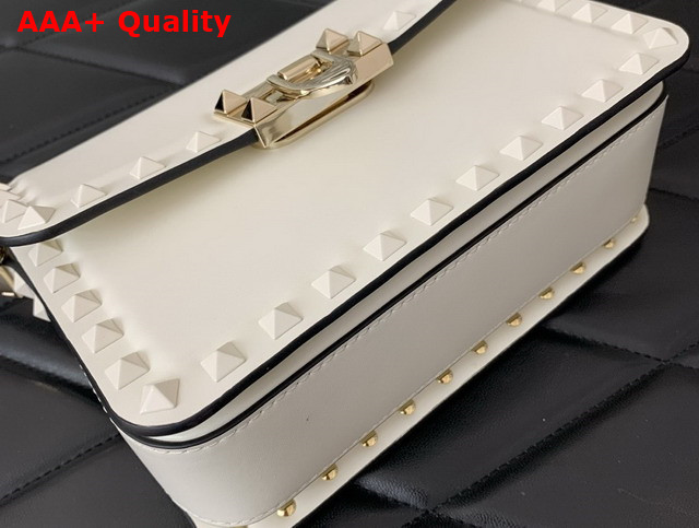 Valentino Small Rockstud23 Smooth Calfskin Shoulder Bag in White Replica