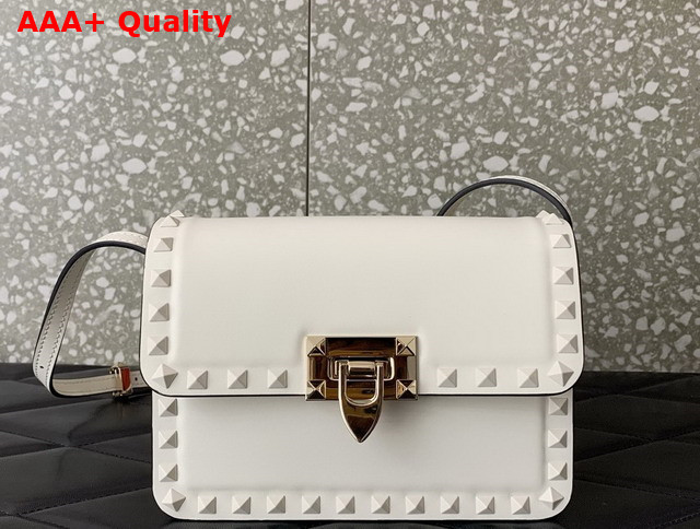 Valentino Small Rockstud23 Smooth Calfskin Shoulder Bag in White Replica