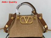 Valentino Small Straw Summer Tote in Natural Replica