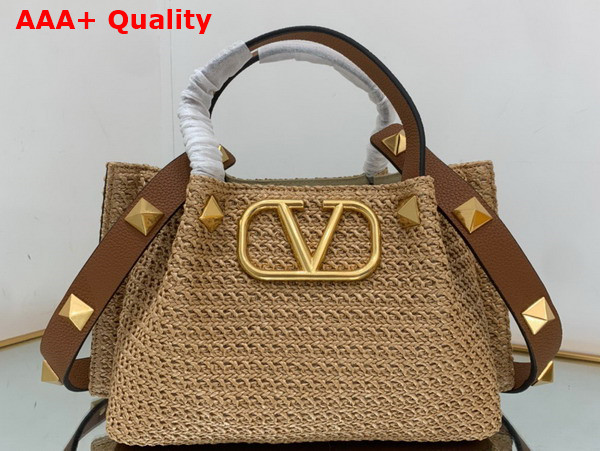 Valentino Small Straw Summer Tote in Natural Replica