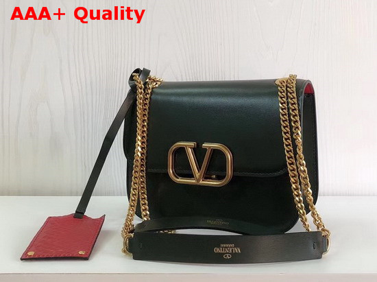 Valentino Small Vlock Calfskin Shoulder Bag in Black Calfskin Leather Replica